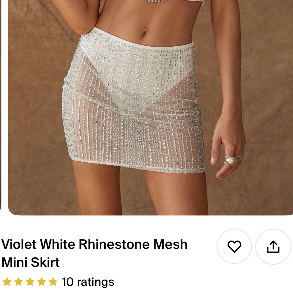 12th Tribe Sparkling White Rhinestone Mini Skirt
